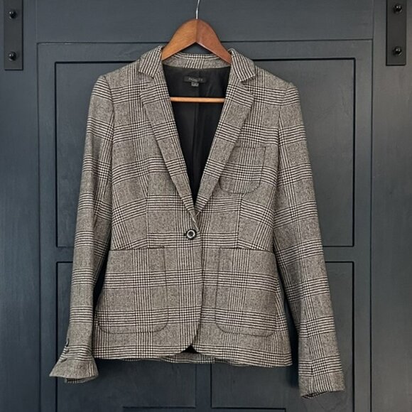 Rachel Zoe Women's 100% Wool Houndstooth Blazer - Gray & Black, Size 2 - Picture 1 of 5